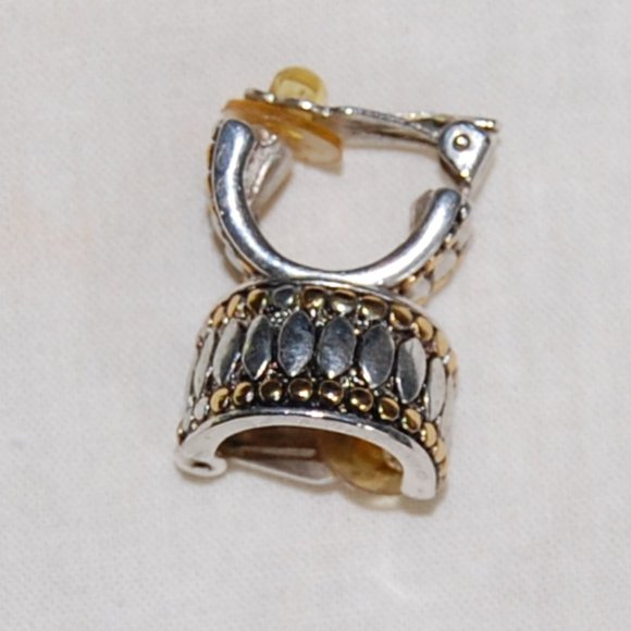 Small SiIver/Gold 1/2 Circle  Clip Earrings - Picture 4 of 11